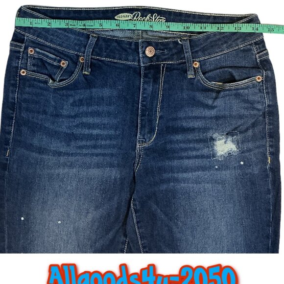 Old Navy Rockstar Size 10 Distressed Rhinestone Skinny Jeans - Picture 7 of 11